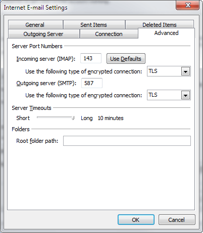 MS Outlook Account Settings